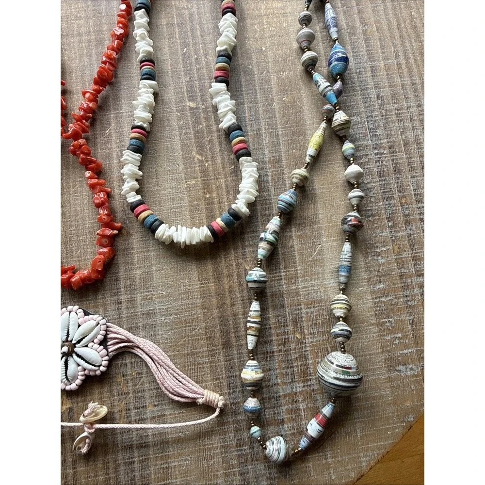 Vintage Puka Shell And Beaded Jewelry Lot (7) Beach Bohemian Shells Coastal